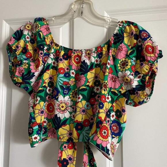 ONE BY ONE SUMMER 2pc Top/skirt Floral Tie-front Short Sleeve A-line Skirt - Picture 3 of 7